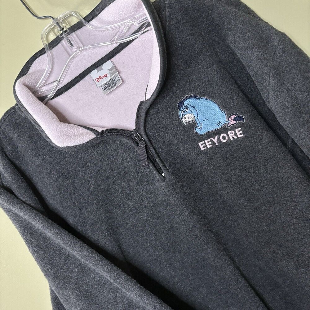 Disney Store Fleece Sweatshirt Jacket Womens XXL Gray Winnie The Pooh Eeyore